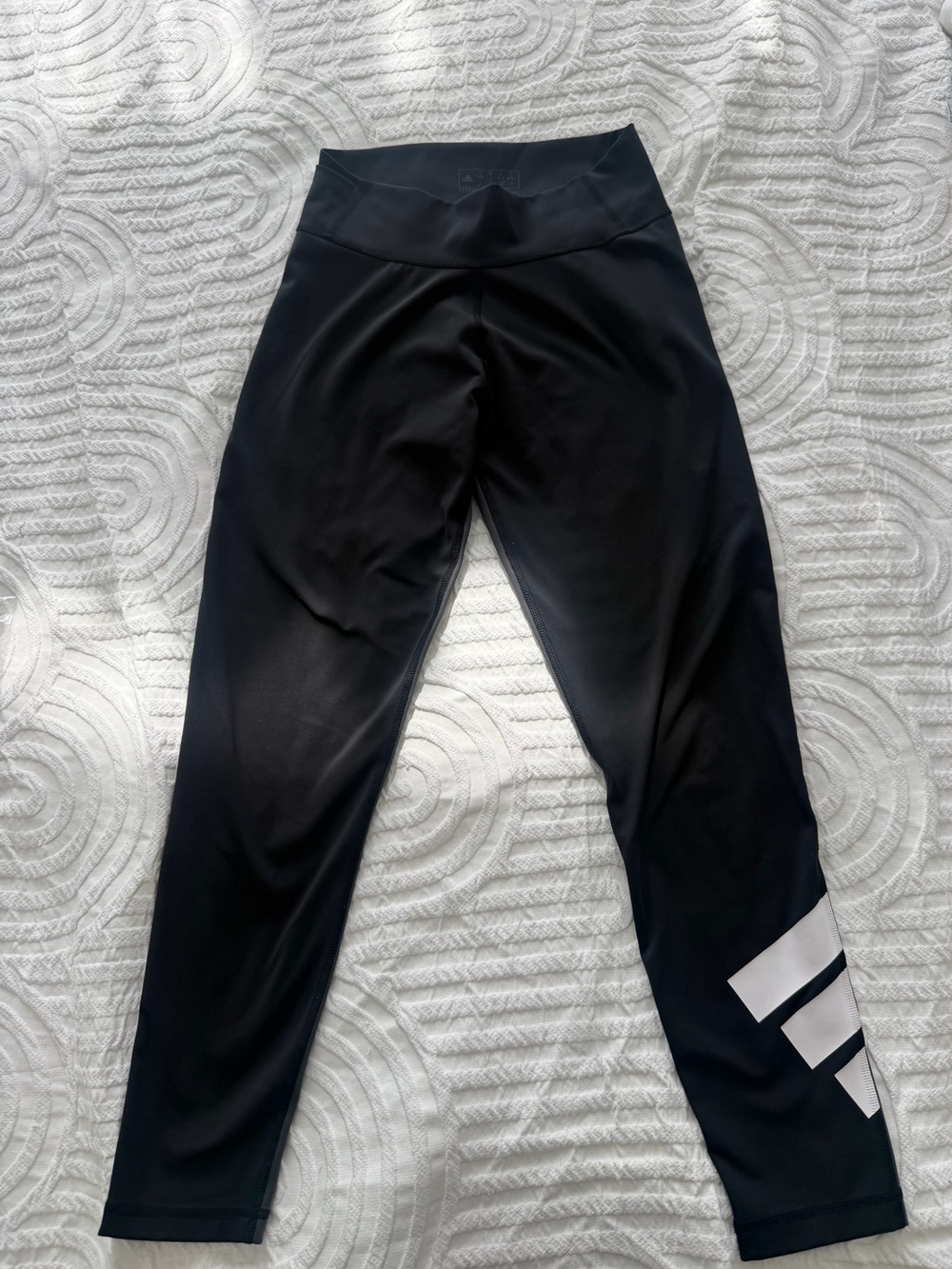 adidas Black Leggings with White Logo Stripe